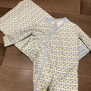 Blue and Green checker onesies with matching blanket